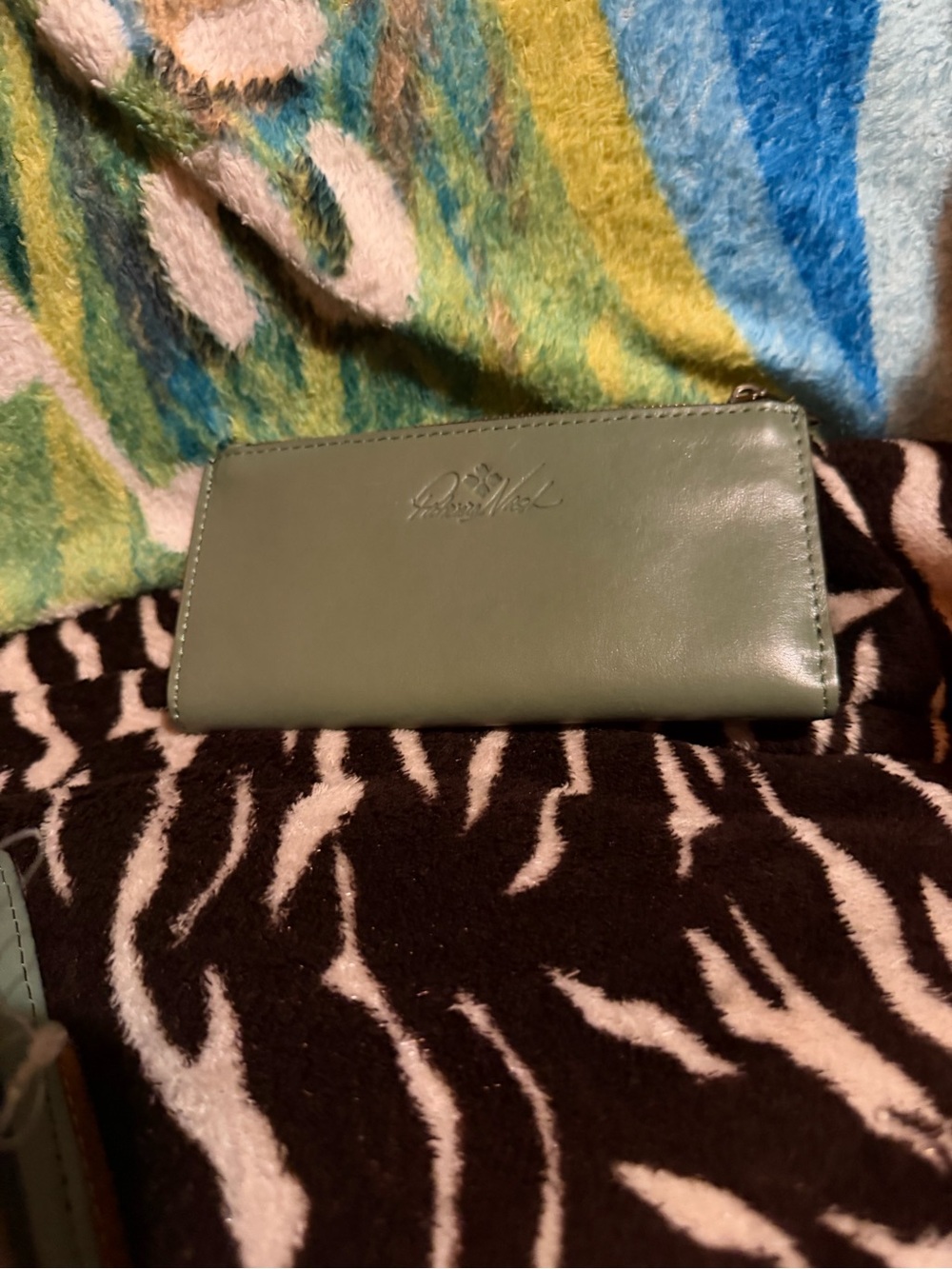 Patricia Nash Sage Green Zip-Around Leather Wallet